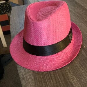 Pink Fedora Hat with Black Band